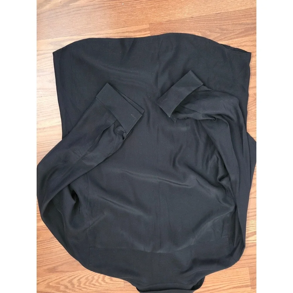 Kenneth Cole‎ New York Mens Silk Cotton Blend Dress Shirt Black Hidden Button M